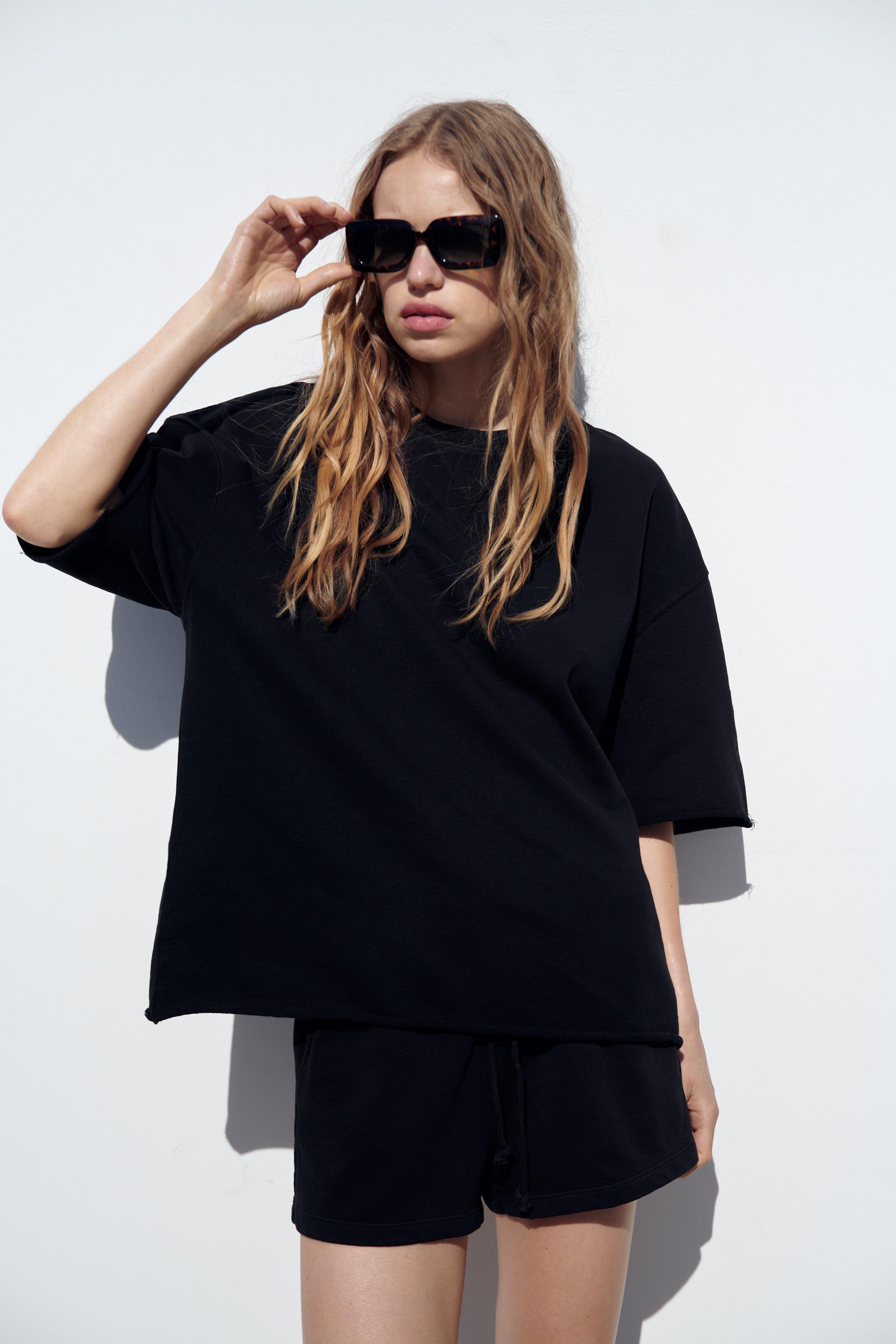Zara short sleeve sweatshirt hotsell